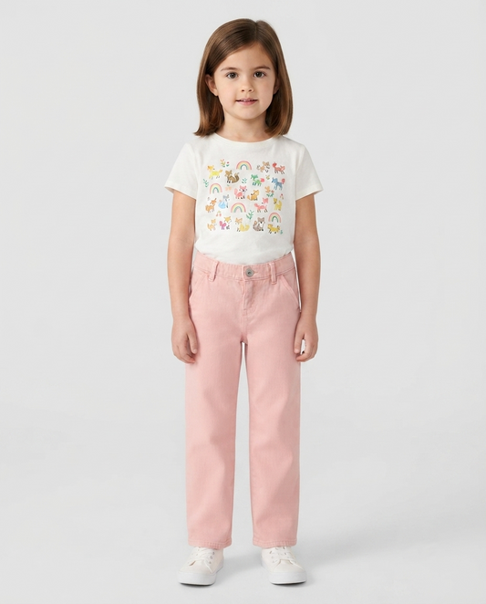 Blush Pink Straight Jeans