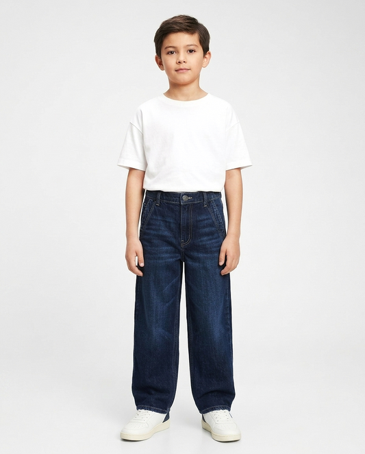 Boys Dark Blue Washed Jeans