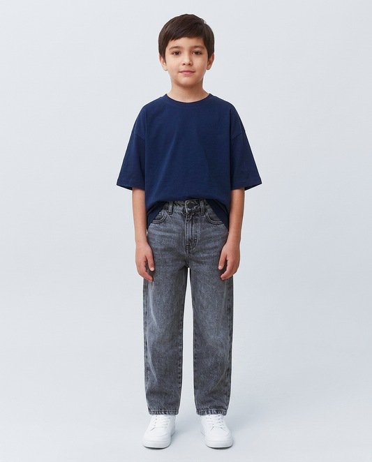 Boys Dark Grey Washed Jeans