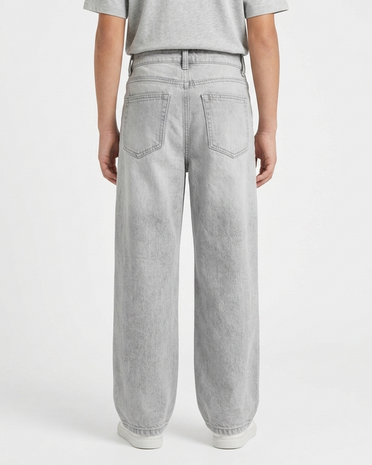Boys Light Grey Baggy Jeans