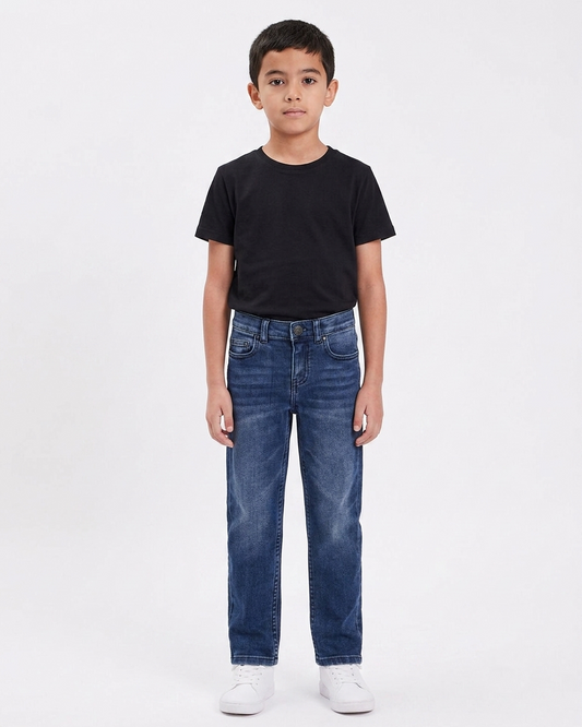 Boys Medium Washed Straight Fit Jeans