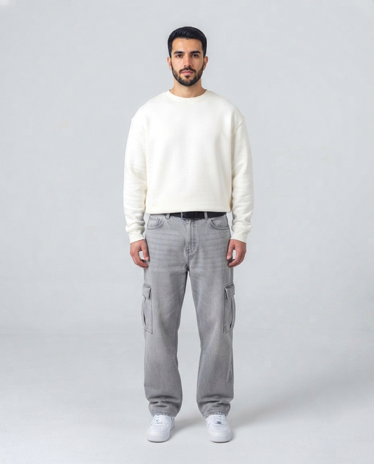 Light Grey Men's Cargo Jeans