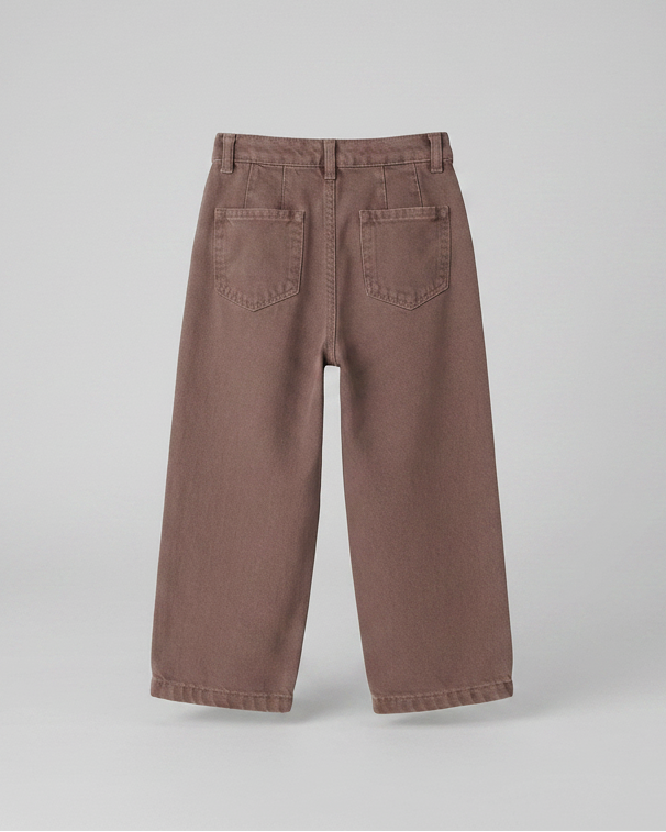 Brown Pleated Wide Leg Jeans