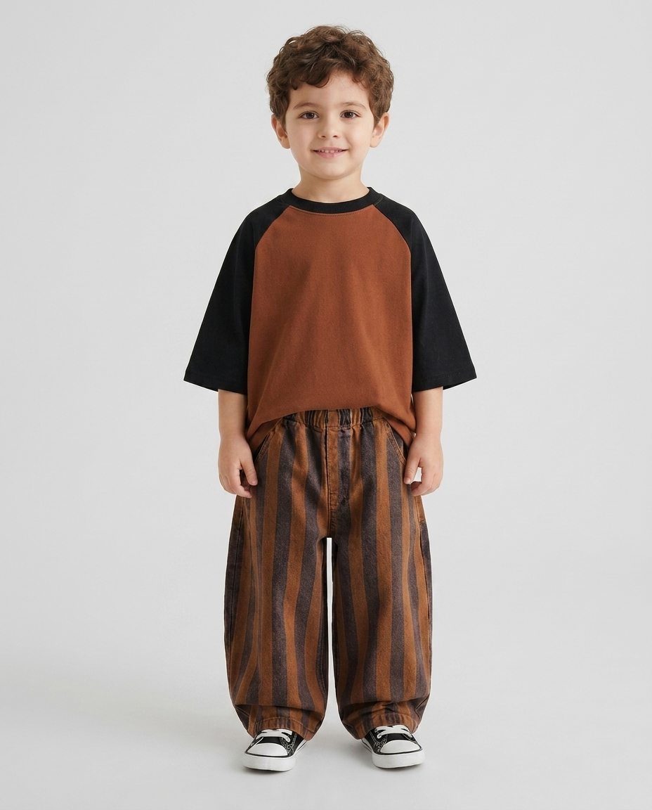 Rust Stripe Baggy Jeans