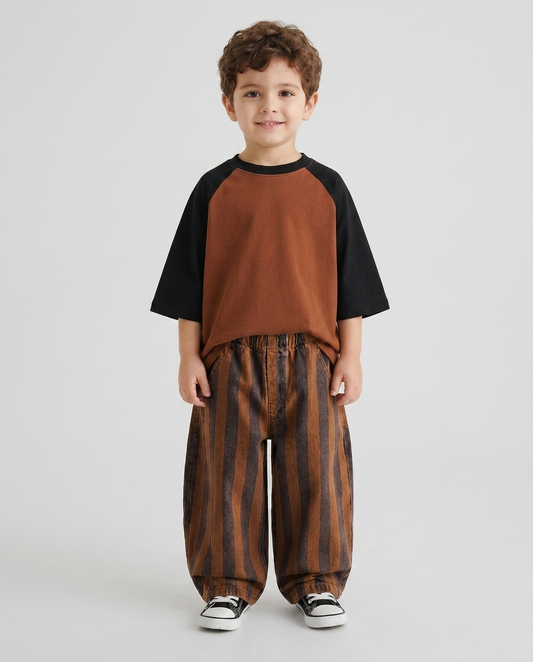 Rust Stripe Baggy Jeans