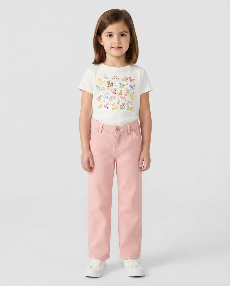 Blush Pink Straight Jeans