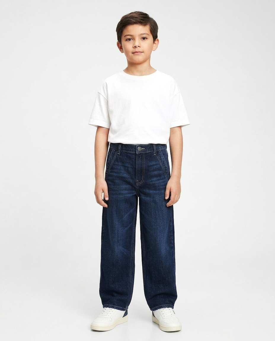 Boys Dark Blue Washed Jeans