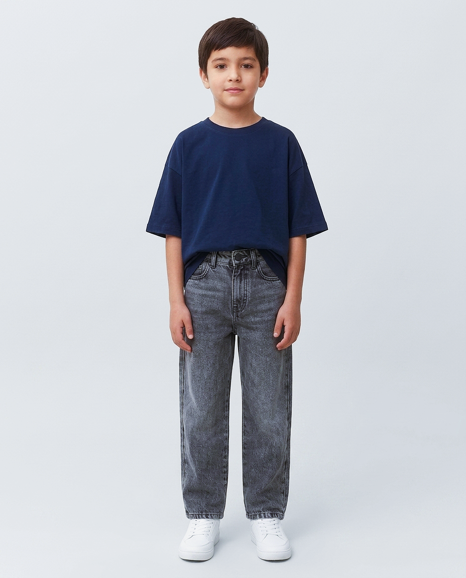 Boys Dark Grey Washed Jeans