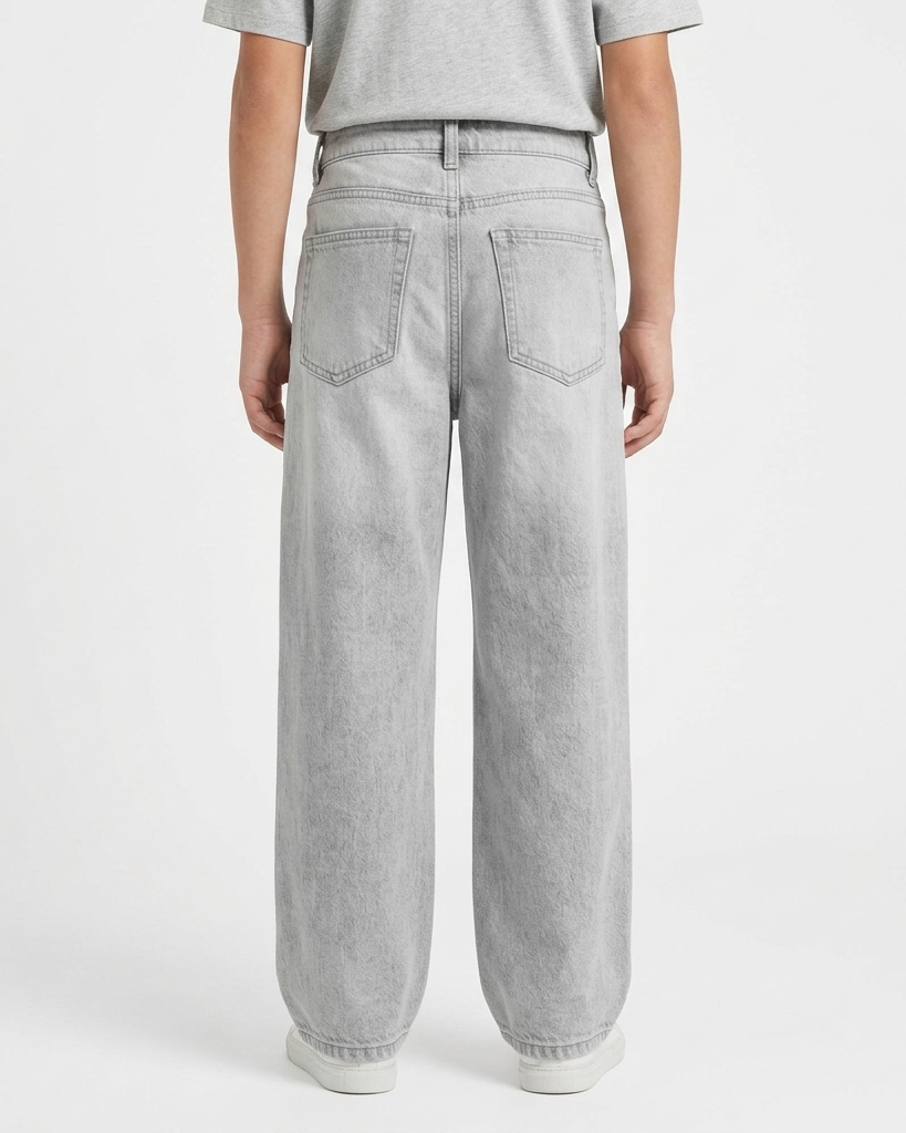 Boys Light Grey Baggy Jeans