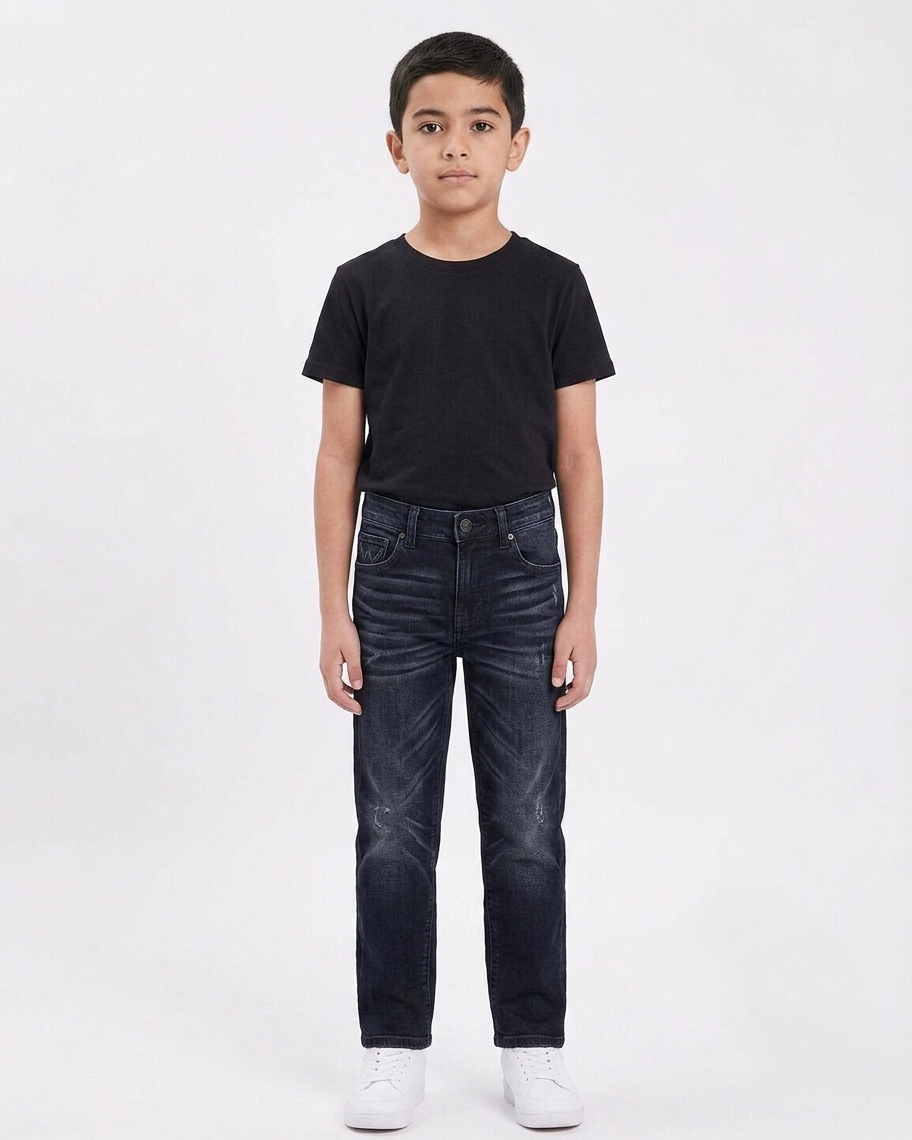 Boys Black Straight Fit Jeans