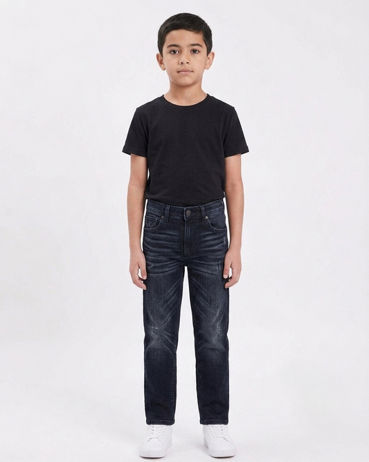 Boys Black Straight Fit Jeans