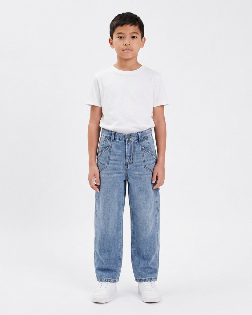 Boys Acid Wash Loose Fit Jeans