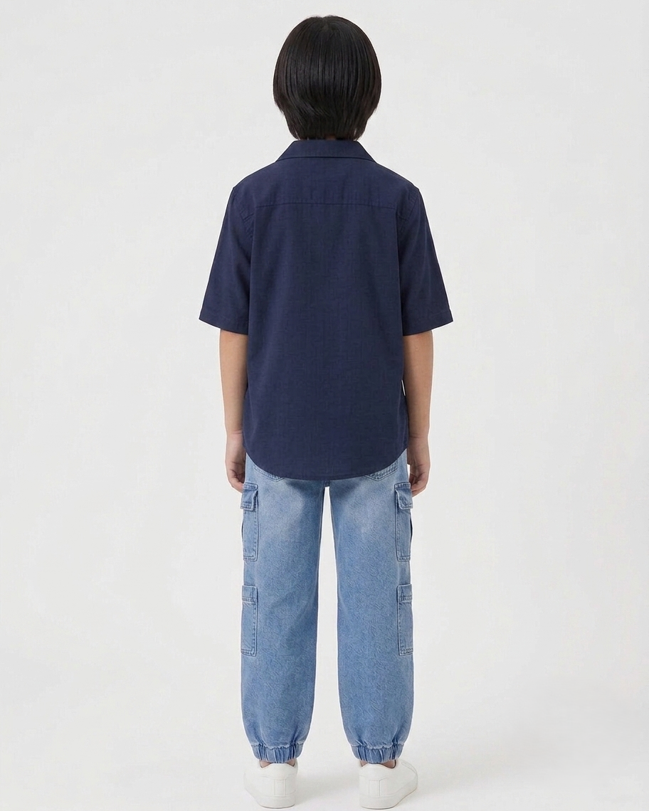 Boys Light Wash Cargo Jeans
