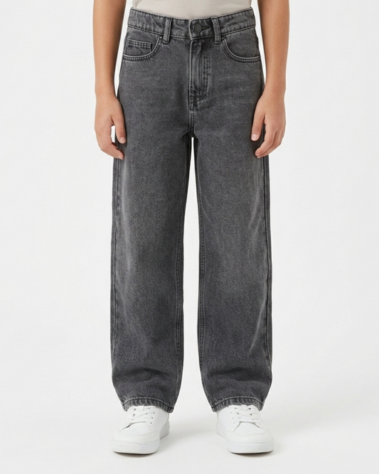 Boys Dark Grey Baggy Jeans