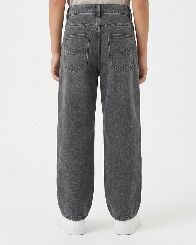 Boys Dark Grey Baggy Jeans