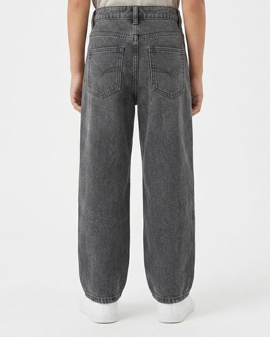 Boys Dark Grey Baggy Jeans