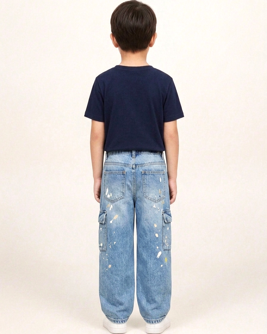 Light Wash Blue Printed Jeans