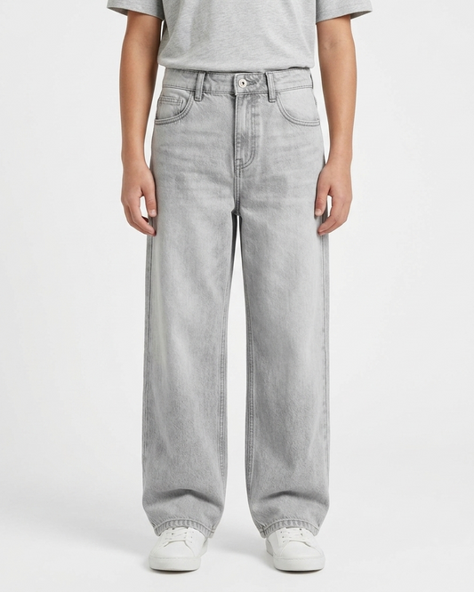 Boys Light Grey Baggy Jeans