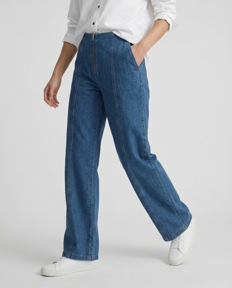 Medium Wash Women's Zipper Jeans