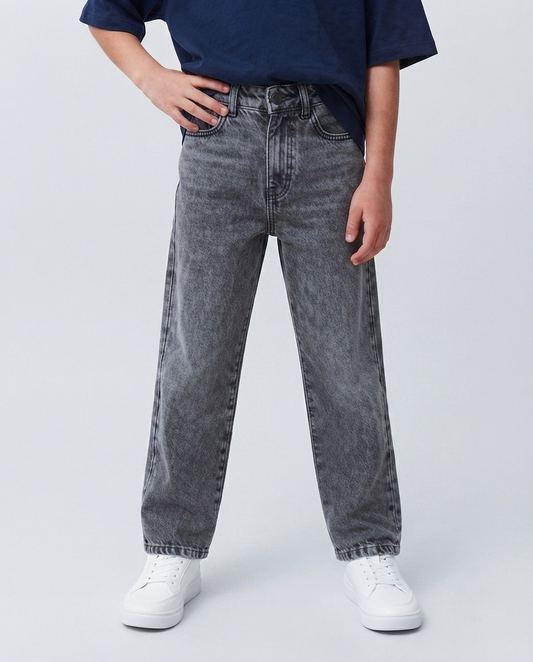 Boys Dark Grey Washed Jeans