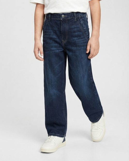 Boys Dark Blue Washed Jeans