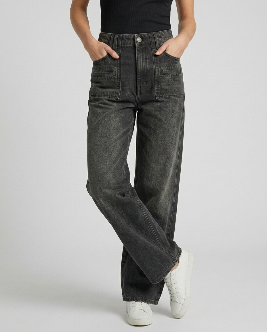 Women's Loose Fit Dark Grey Jeans