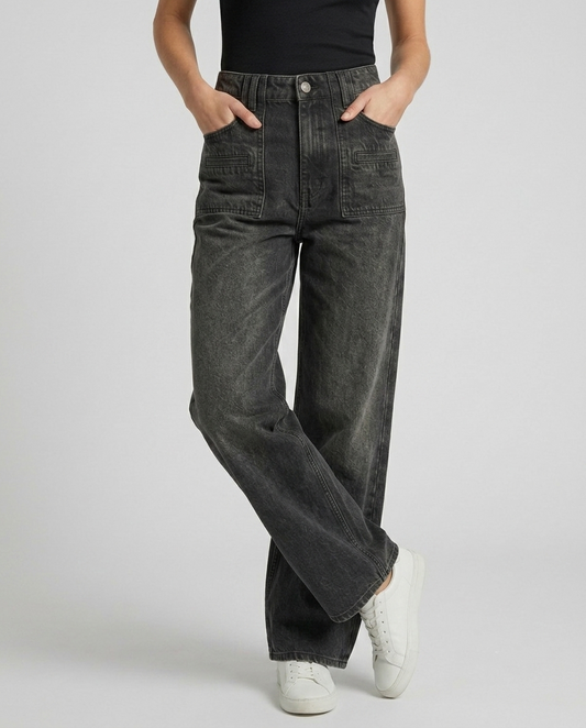 Women's Loose Fit Dark Grey Jeans