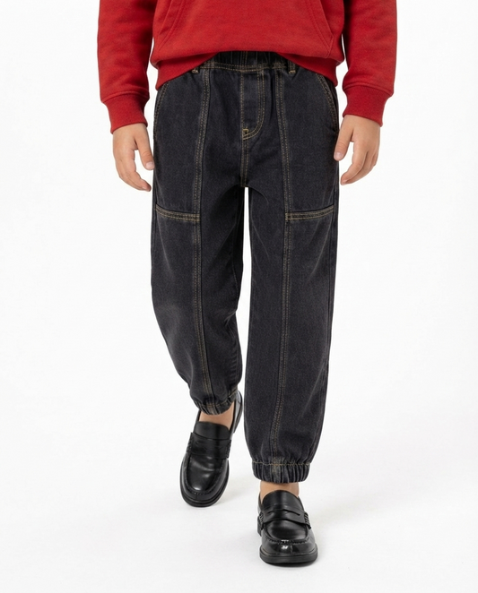 Black Jogger Pant with Panel