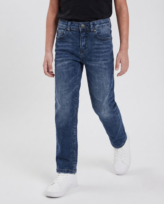 Boys Medium Washed Straight Fit Jeans
