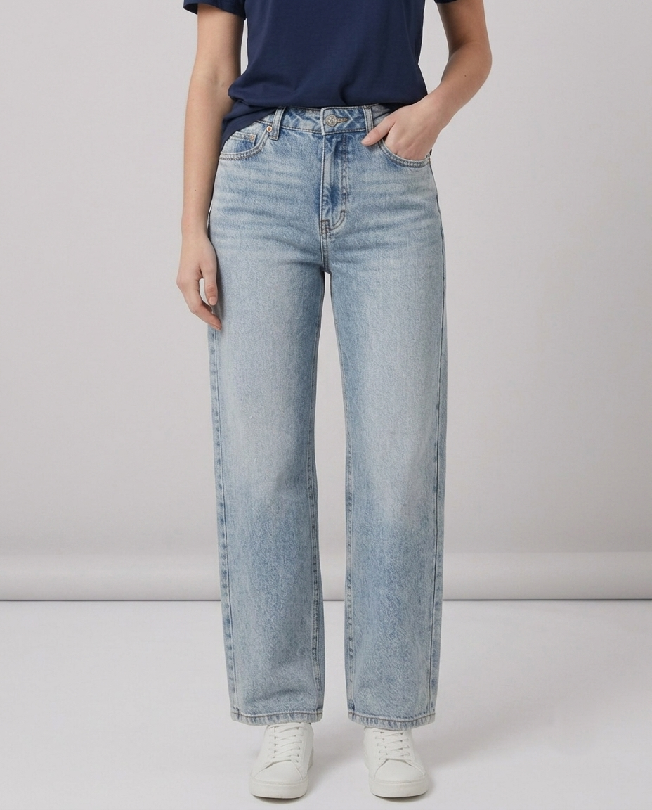 Light Wash Blue Straight-Leg Jeans