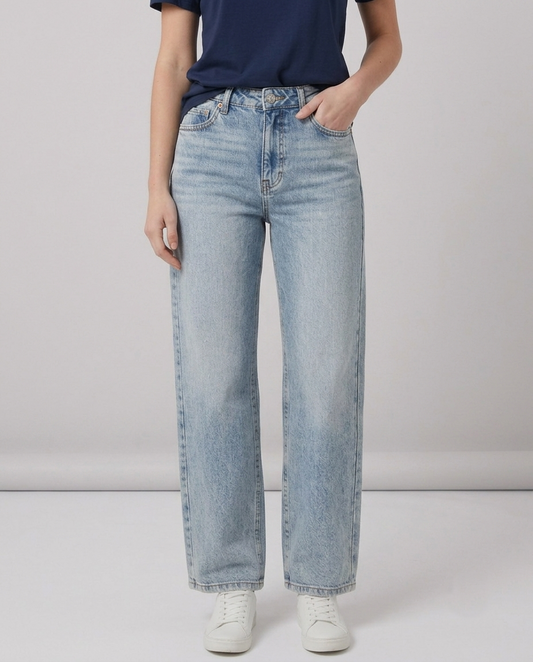 Light Wash Blue Straight-Leg Jeans