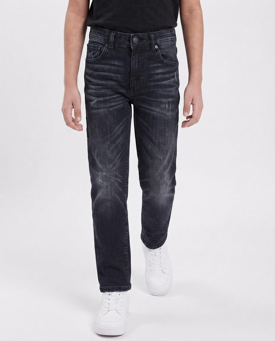 Boys Black Straight Fit Jeans