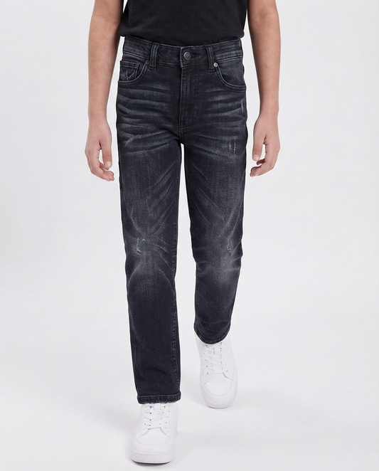 Boys Black Straight Fit Jeans