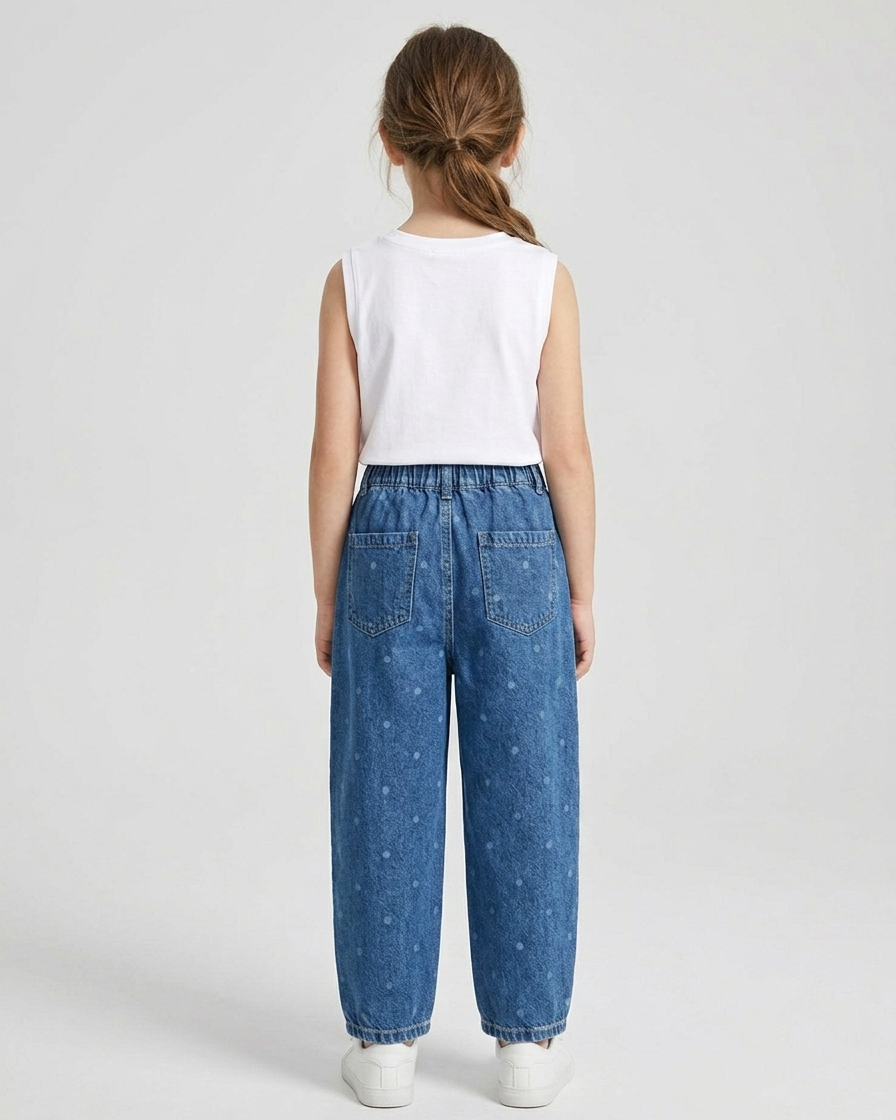Medium Wash Pattern Print Jeans