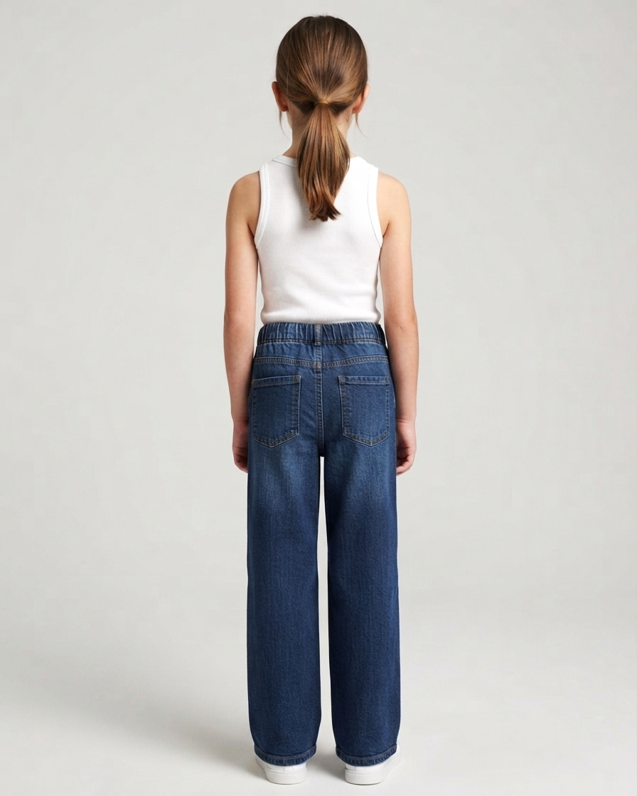 Wide Leg Jeans with Drawstring Elastic Waist