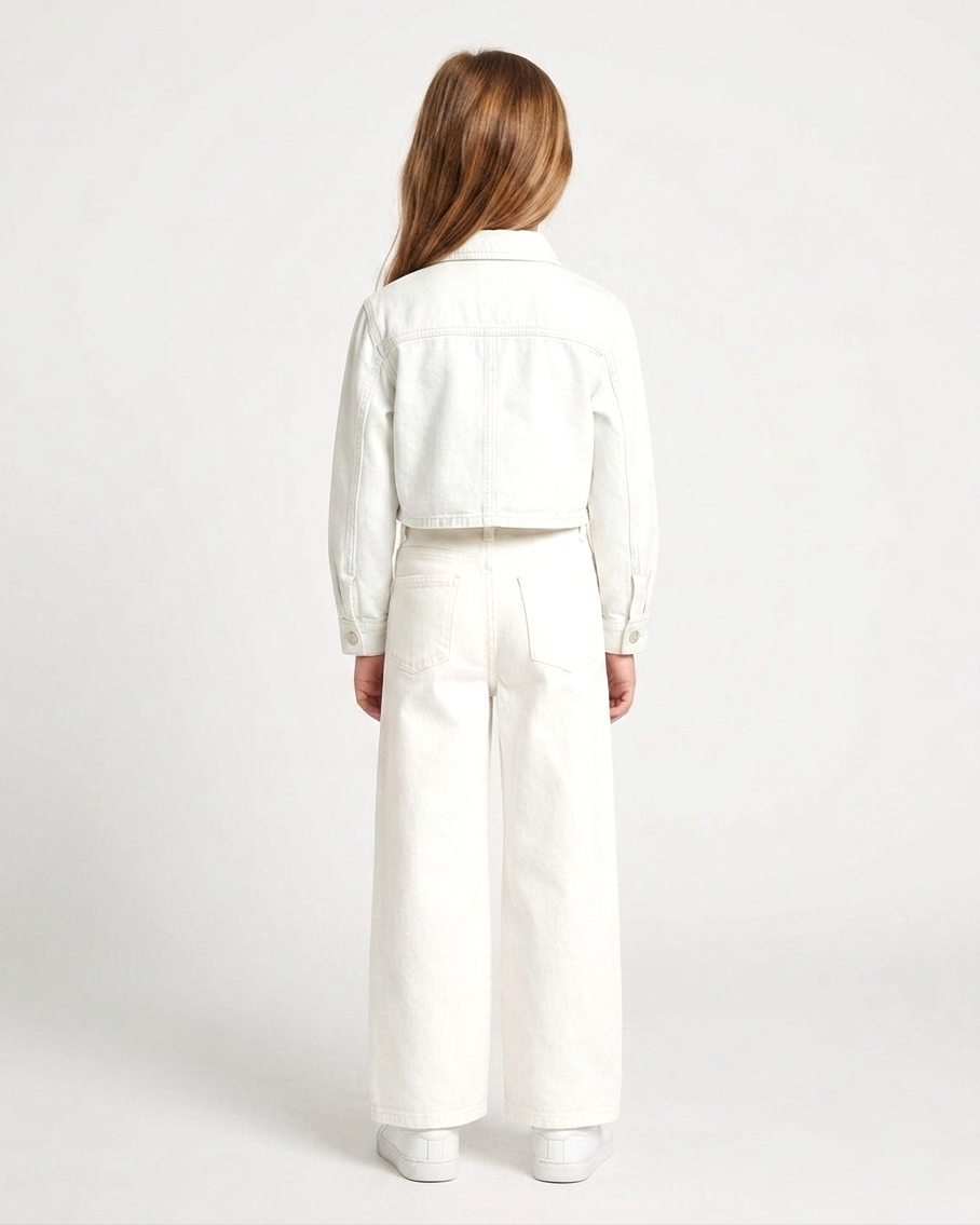 Wide Leg Off-White Zip Jeans