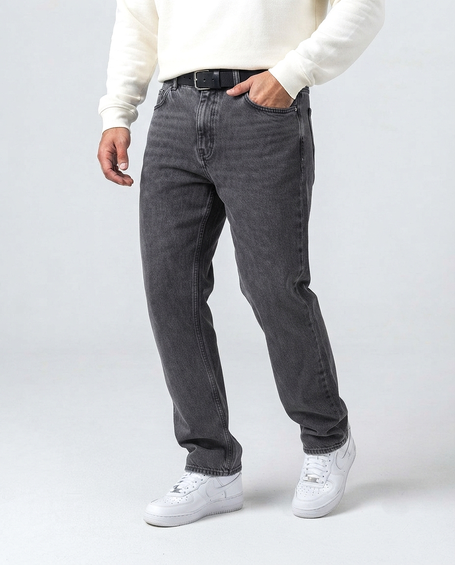 Grey Loose Fit Denim Pant