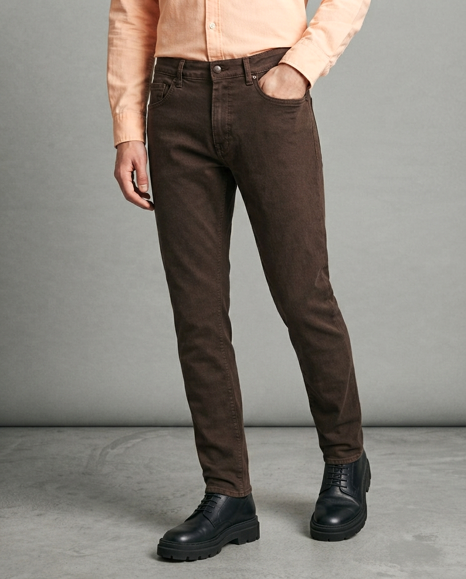 Men's Dark Brown Slim Fit Jeans