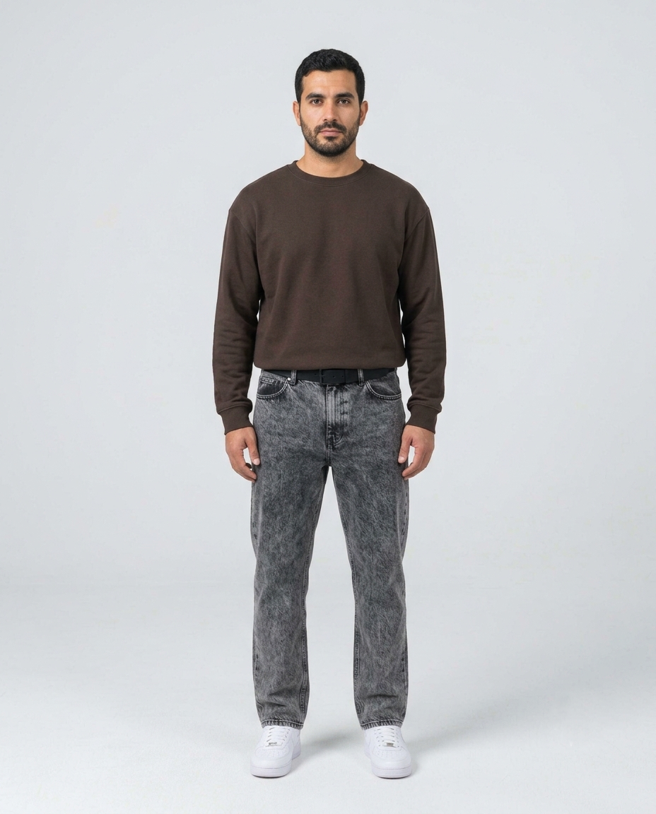 Dark Grey Straight Fit Jeans