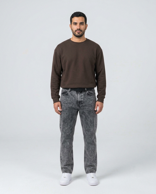 Dark Grey Straight Fit Jeans