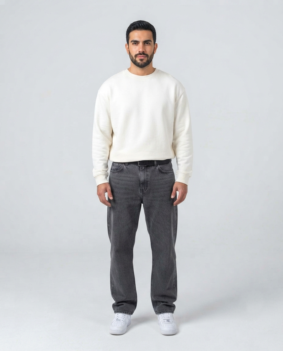 Grey Loose Fit Denim Pant