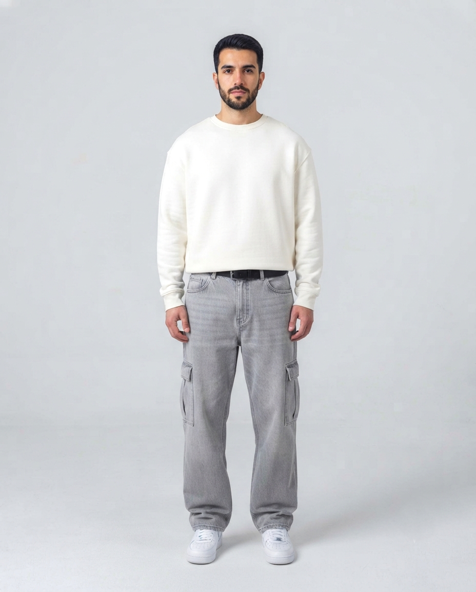 Light Grey Men's Cargo Jeans