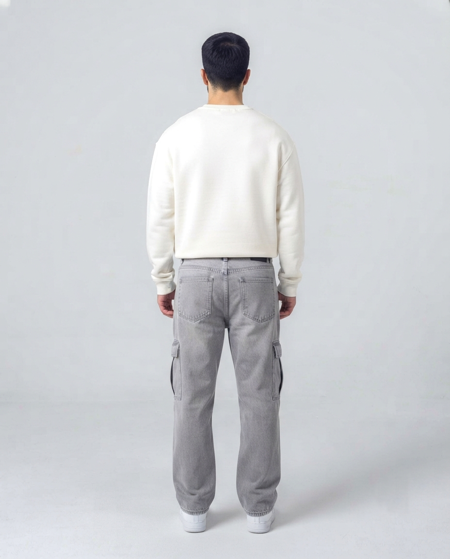 Light Grey Men's Cargo Jeans