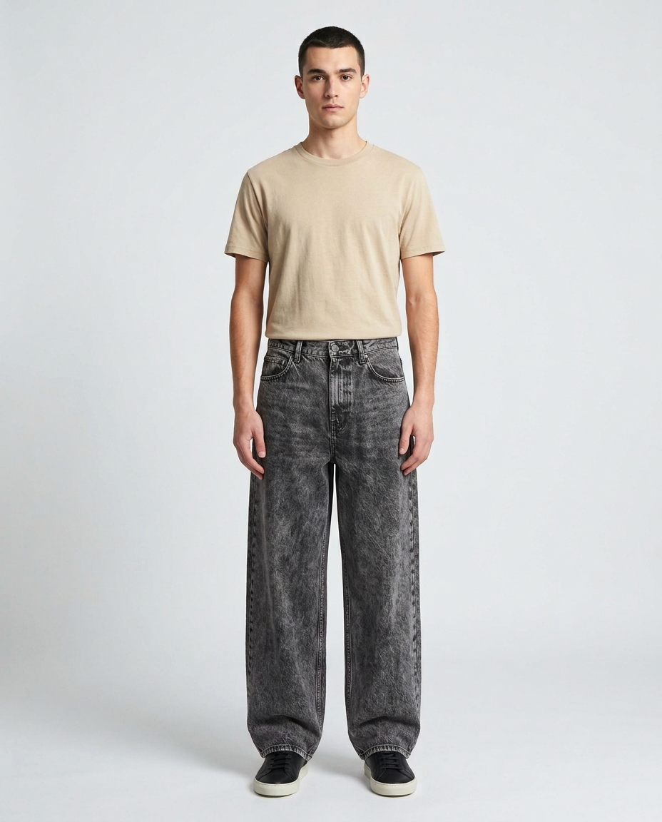Acid Wash Grey Denim Pant