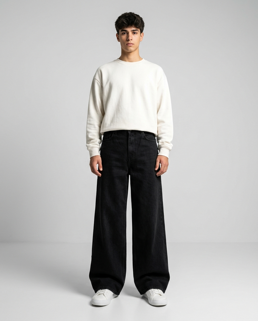 Black Palazzo Denim Pants for Men