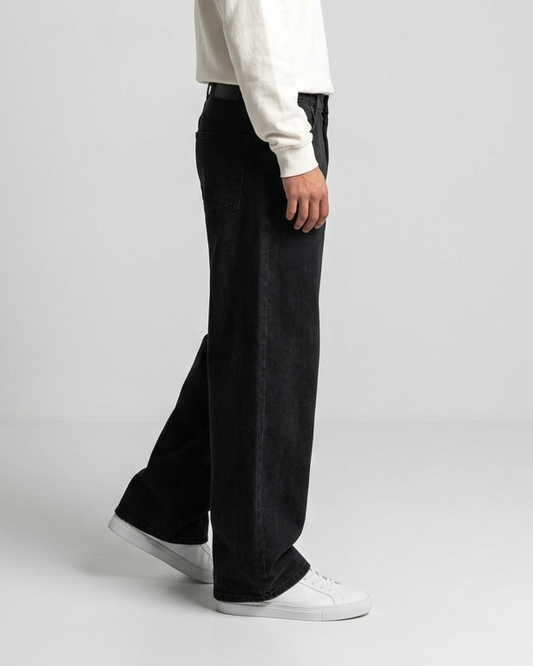 Black Palazzo Denim Pants for Men