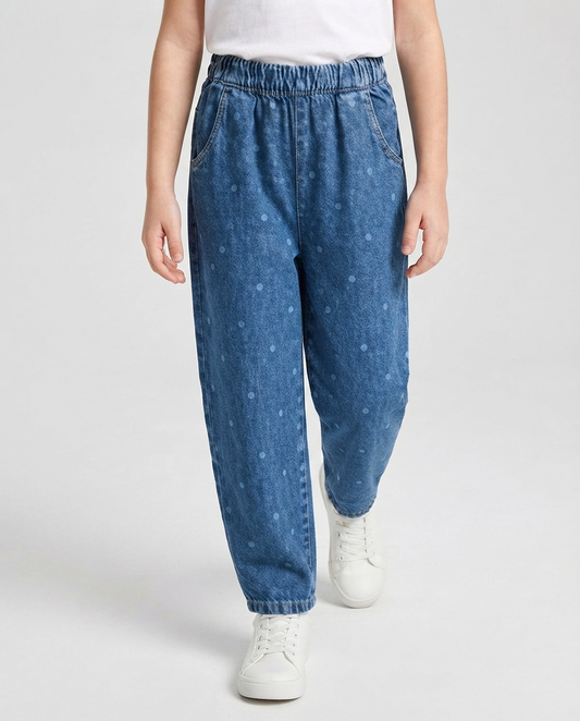 Medium Wash Pattern Print Jeans