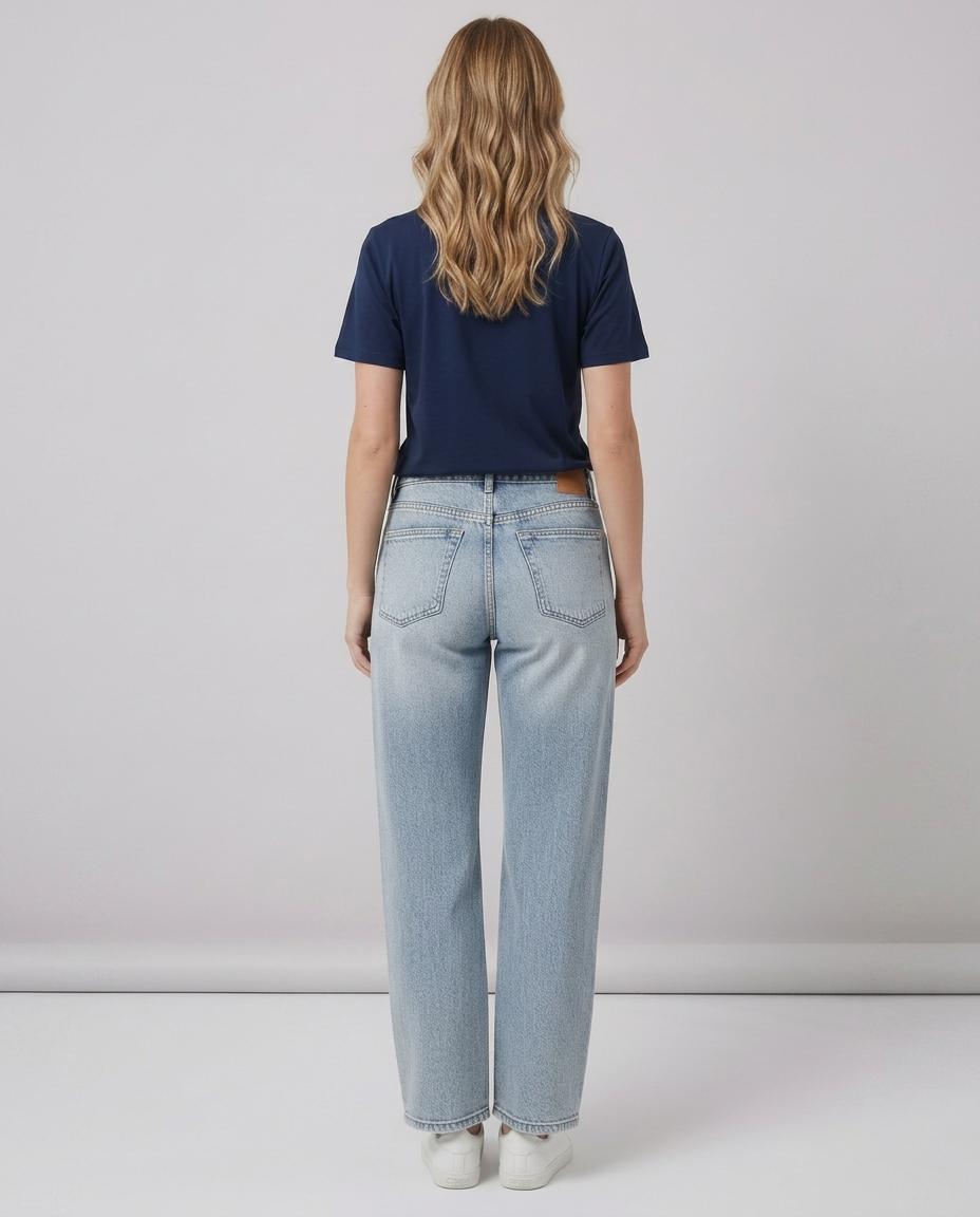 Light Wash Blue Straight-Leg Jeans