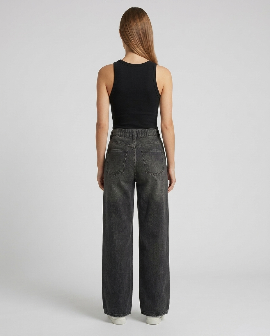 Women's Loose Fit Dark Grey Jeans
