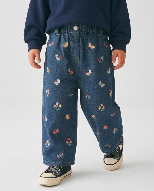 Embroidered Jeans Dark Blue